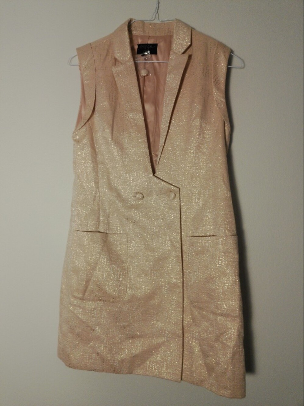 Nasty Gal Metallic Gold Sleeveless Blazer Dress Shimmer Tailored
